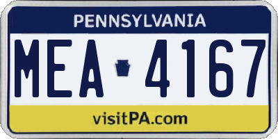 PA license plate MEA4167