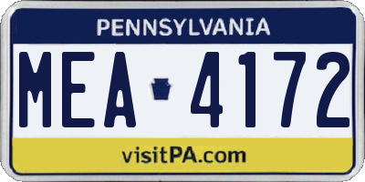 PA license plate MEA4172