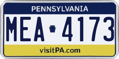 PA license plate MEA4173