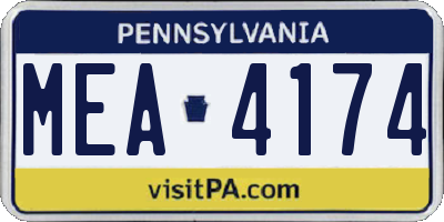 PA license plate MEA4174