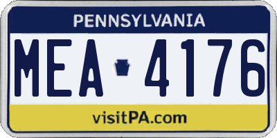 PA license plate MEA4176