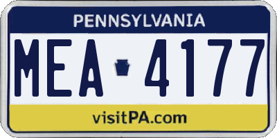 PA license plate MEA4177
