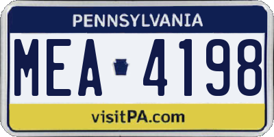 PA license plate MEA4198