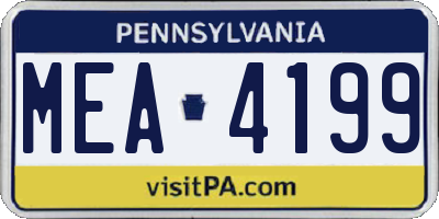 PA license plate MEA4199