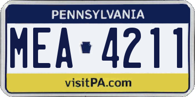 PA license plate MEA4211