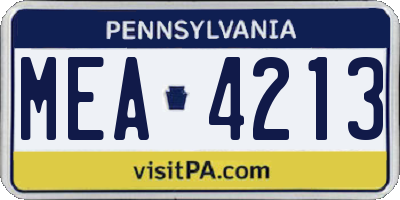 PA license plate MEA4213