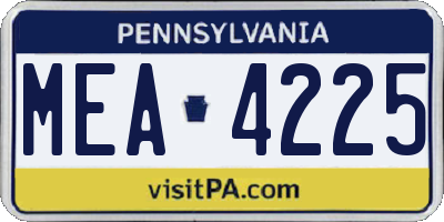 PA license plate MEA4225