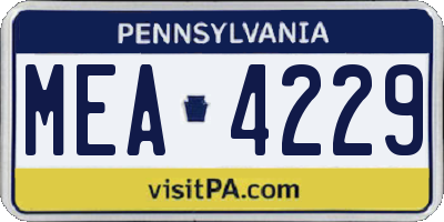 PA license plate MEA4229