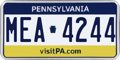 PA license plate MEA4244