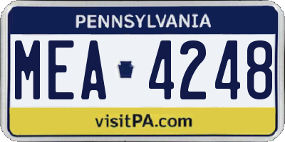 PA license plate MEA4248