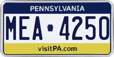 PA license plate MEA4250