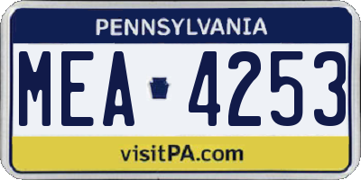 PA license plate MEA4253