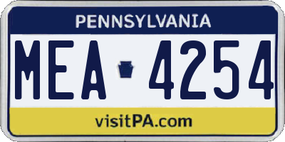 PA license plate MEA4254