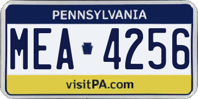 PA license plate MEA4256