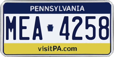 PA license plate MEA4258
