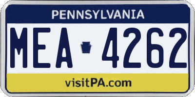 PA license plate MEA4262
