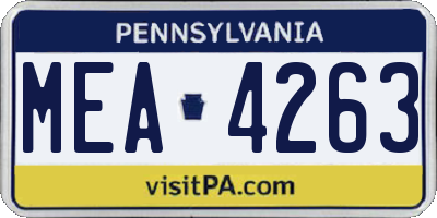 PA license plate MEA4263
