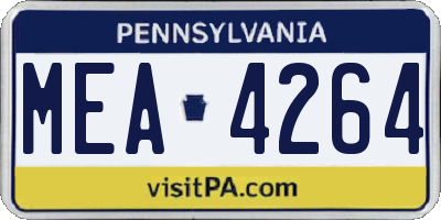 PA license plate MEA4264