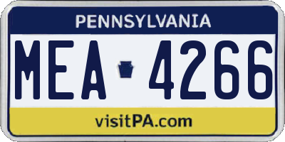 PA license plate MEA4266