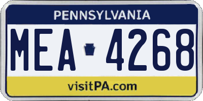 PA license plate MEA4268