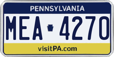 PA license plate MEA4270