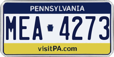 PA license plate MEA4273