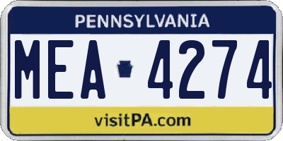 PA license plate MEA4274