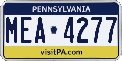 PA license plate MEA4277