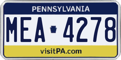 PA license plate MEA4278
