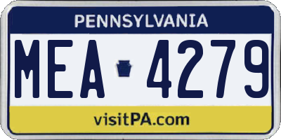 PA license plate MEA4279