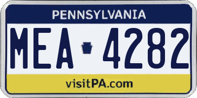 PA license plate MEA4282
