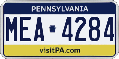 PA license plate MEA4284