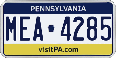 PA license plate MEA4285