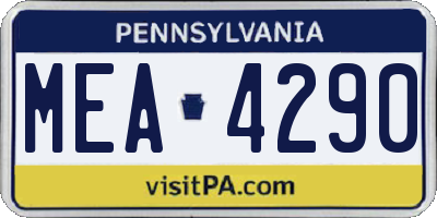 PA license plate MEA4290
