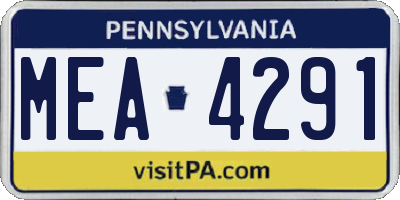 PA license plate MEA4291