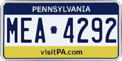 PA license plate MEA4292