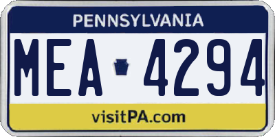 PA license plate MEA4294