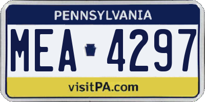 PA license plate MEA4297