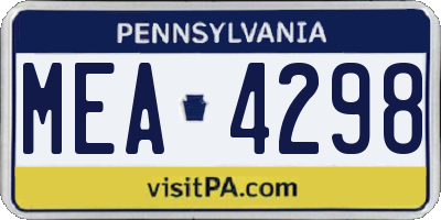 PA license plate MEA4298