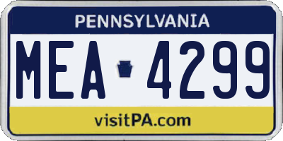 PA license plate MEA4299