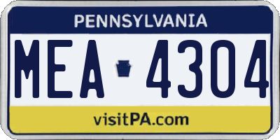 PA license plate MEA4304