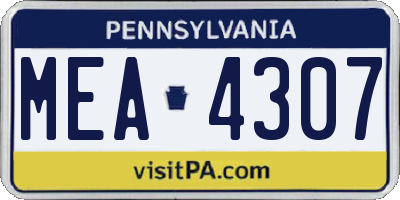 PA license plate MEA4307