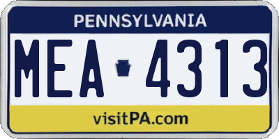 PA license plate MEA4313