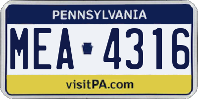 PA license plate MEA4316