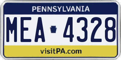 PA license plate MEA4328