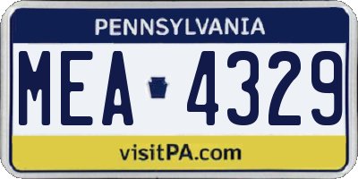 PA license plate MEA4329