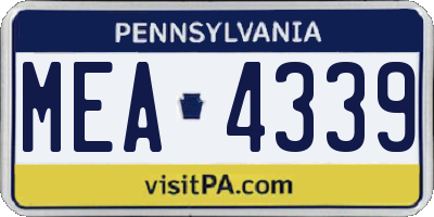 PA license plate MEA4339