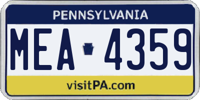 PA license plate MEA4359
