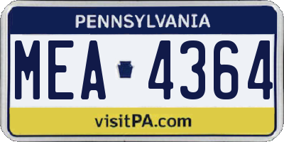 PA license plate MEA4364