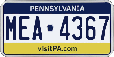 PA license plate MEA4367